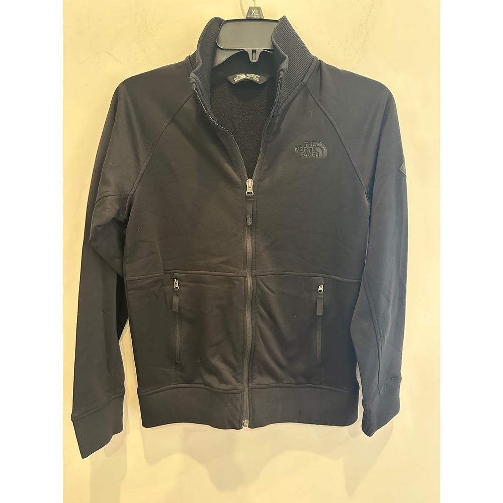 The North Face Boys Black Full Zip Fleece Lined Track Jacket Size L 14/16